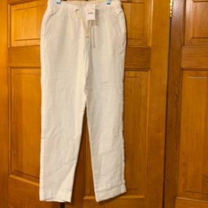 Boys white linen draw string pants